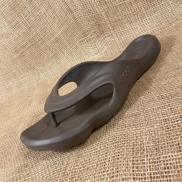 Crocs Sandals Flip Flops Clog ABF Thong Brown Slip On  Size 12 - Picture 3 of 10